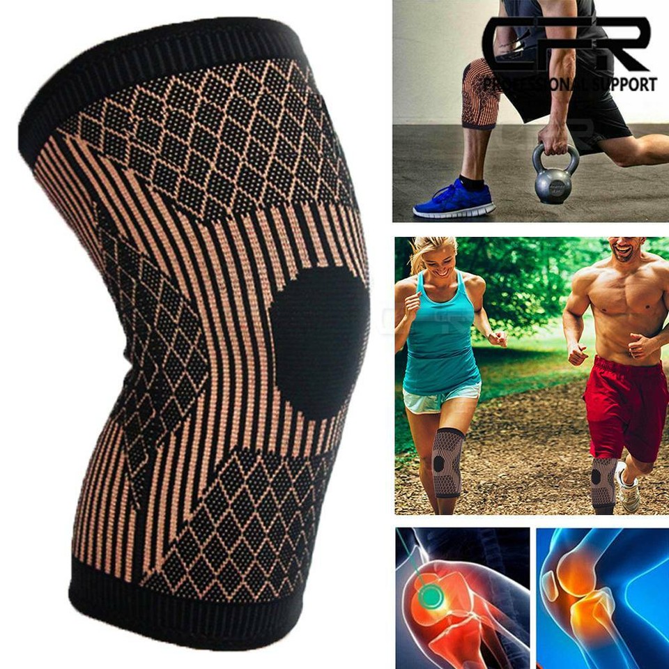 Copper Knee Sleeve Compression Brace Support Sport Joint Arthritis Pain ...