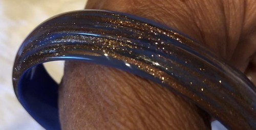 Handwerk mundgeblasen Kunst Glas Wirbel Manschette Armband irisierende Bronze und blau NR! - Bild 10 von 12