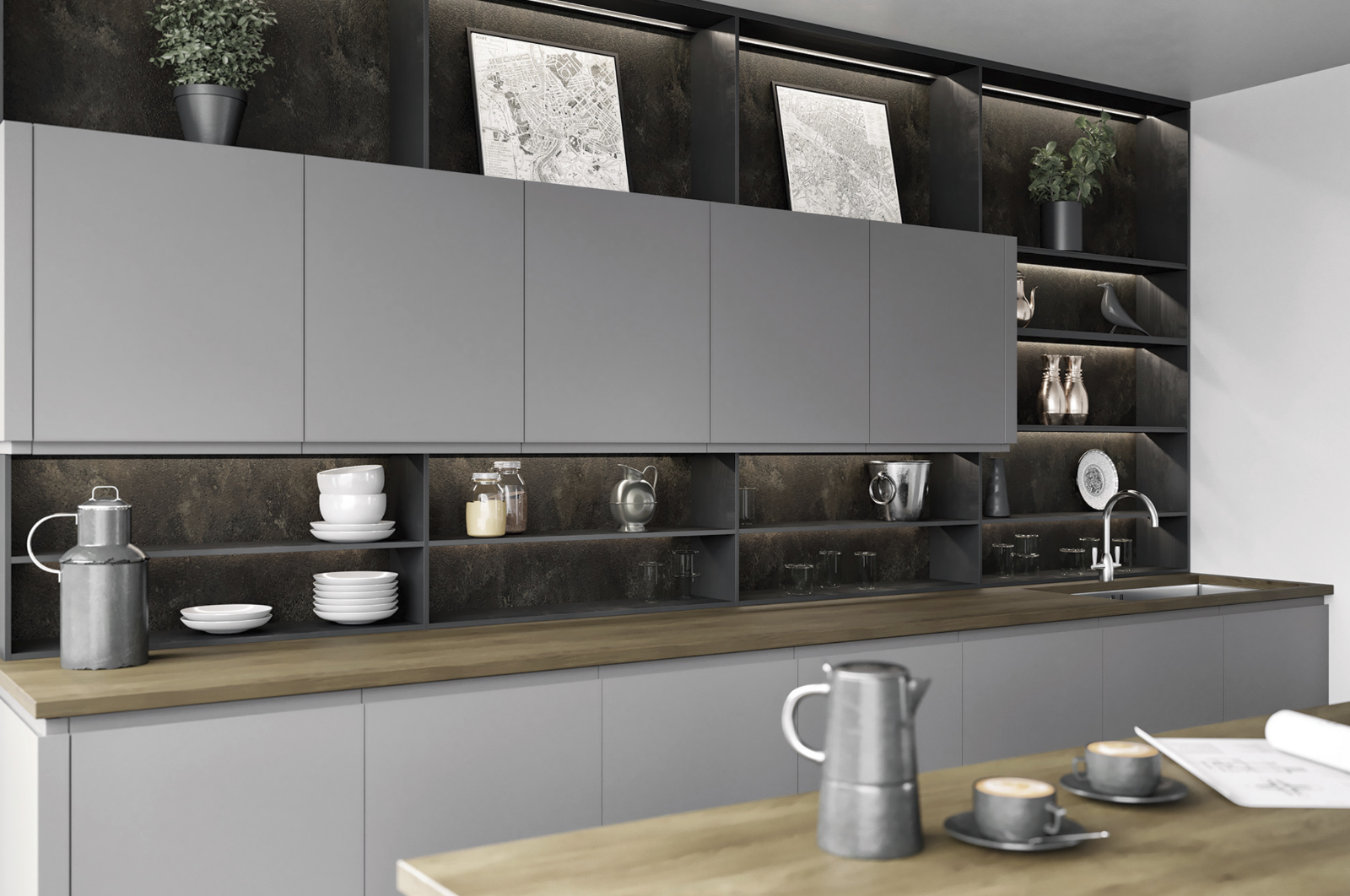 Handleless Matt Dust Grey Kitchen Units | Rigid Built | Not Ex-Display ...
