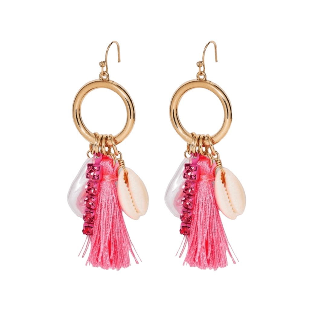 Cowrie Shell Open Hoop Pink Earrings A New Day New with Tags