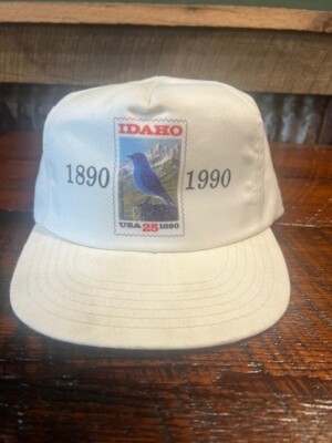 めぬ Idaho Trucker Hat 1990 Mountain Bluebird Postage Stamp Graphic