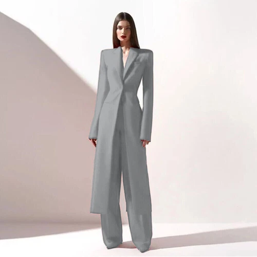 Fashion Women's Suit Long Jacket 2 Pieces Formal Wedding Party Ladies Work Wear - Picture 8 of 32