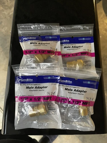 Jones Stephens C77417LF 1/2" x 1/2" MPT PlumBite Push - Brass “Male Adapter” - Picture 1 of 2