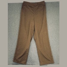 Alfred Dunner Women's Brown Tan Trousers Size 10 Polyester Pants Elastic Waist