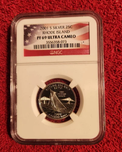 2001 s silver Rhode Island statehood quarter NGC PR 69 Ultra Cameo