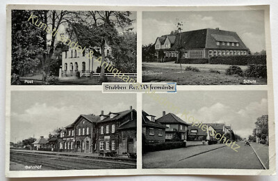 Ak Stubben, Gem. Beverstedt - 4x Ansichten - Post, Schule, Bahnhof, Hauptstraße 
