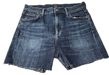 Citizens Of Humanity Women's High Rise Skinny Ripped Denim Short,Washed Blue, 27
