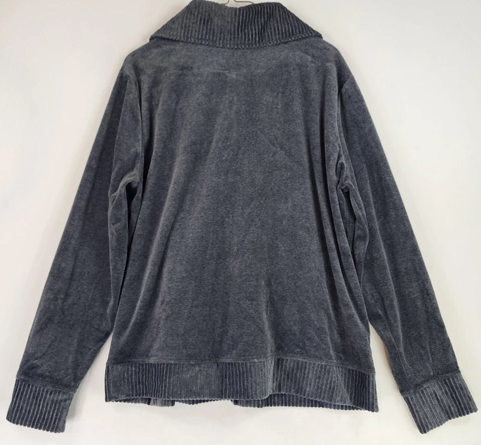 Chaqueta Ciervo Blanca Mujer XXL Grande Gris Terciopelo Suave Casualcore Cremallera Completa Manga Larga Foto 2 de 4