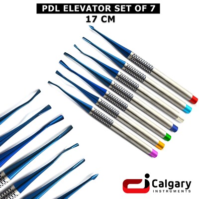 Set of 7 Precise Dental PDL Luxating Root Elevators with Titanium Tips