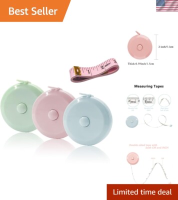 3 Pack 60-Inch Retractable Tape Measures for Sewing & Body Measurements