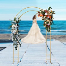 Gold Round Arch Backdrop Stand 1.5 2.2m Steel Double-Tube Freestanding