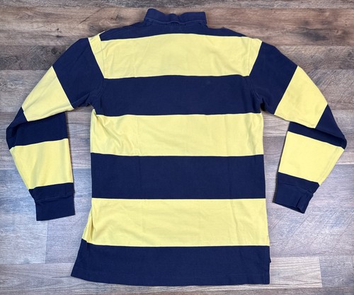 Polo Ralph Lauren Men’s Large Rugby Blue Yellow Big Stripes Vintage Preowned - Picture 10 of 13
