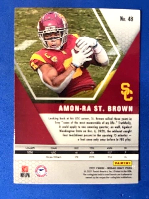 Amon-Ra St Brown 2021 Panini Mosaic Draft Picks RC - USC - Image 2 of 2