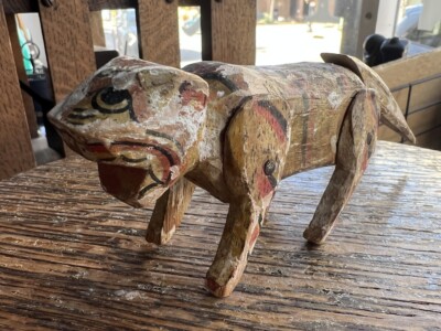 Vintage Hand Geschnitzt Mesoamerican Verbunden Jaguar Toy Handbemalt, Missionar