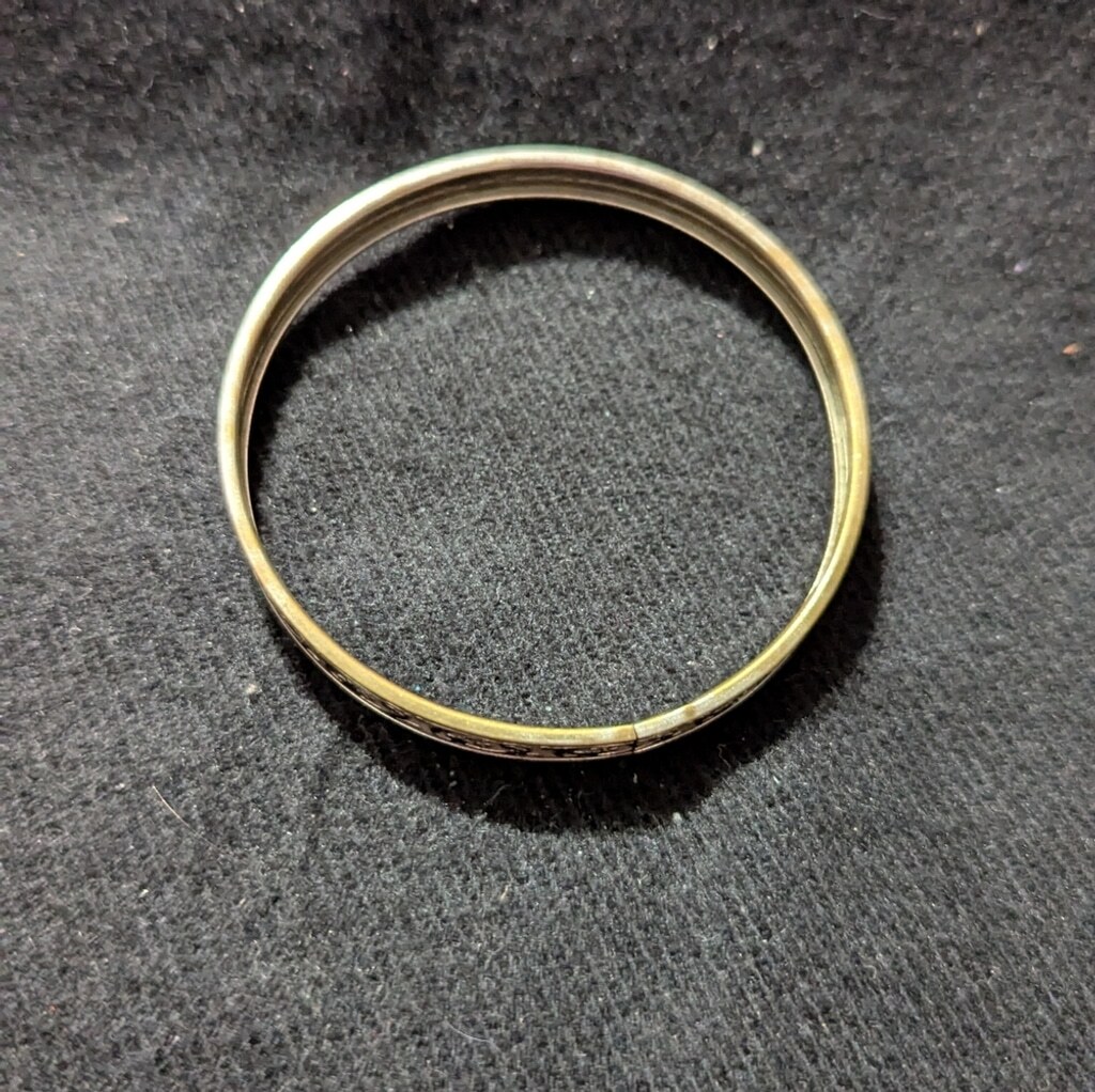 Silver Tone Floral Scroll Bangle Statement Bracel… - image 3