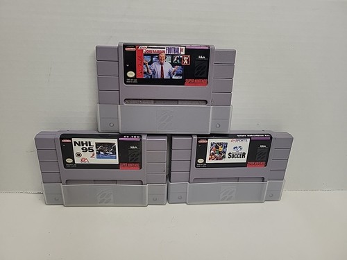 Super Nintendo Snes Sports Game Bundle Lot Madden NHL Soccer EA Sports W Sleeve