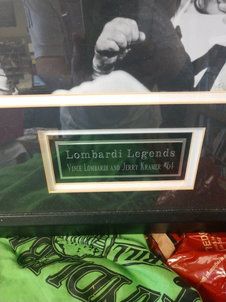 Green Bay Packers Lombardi Legends Vince & Jerry Kramer #64 COA 22"x22" - Image 4 of 4