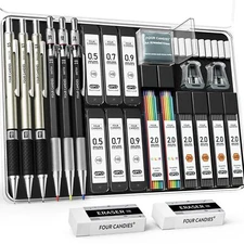 FourCandies 25PCS Art Mechanical Pencil Set with Case 3PCS Metal Artist Lead ...