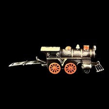 Antique Cast Iron Black Steam Engine 50 Train Locomotive Toy Vintage
