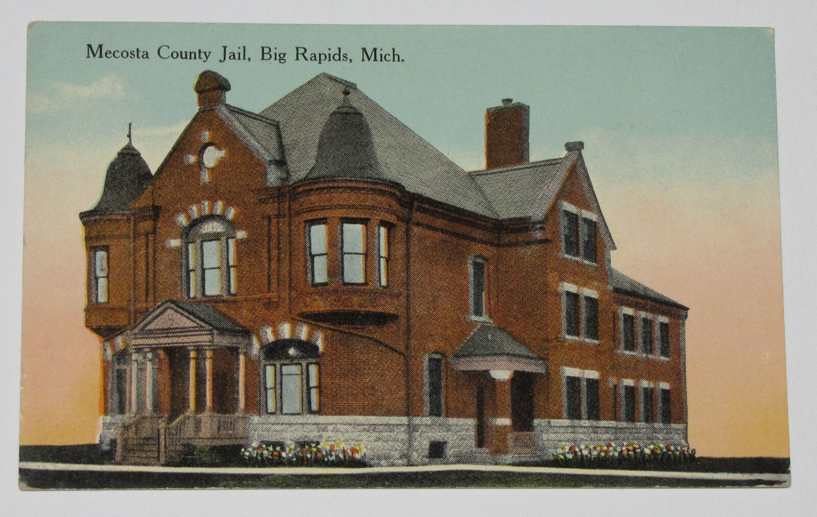 MICHIGAN MECOSTA COUNTY JAIL BIG RAPIDS MICH BRICK BUILDING MI VINTAGE