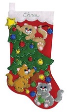 Christmas Felt Stocking Craft Kit with Acrylic Felt Embroidery Supplies 18 Inch