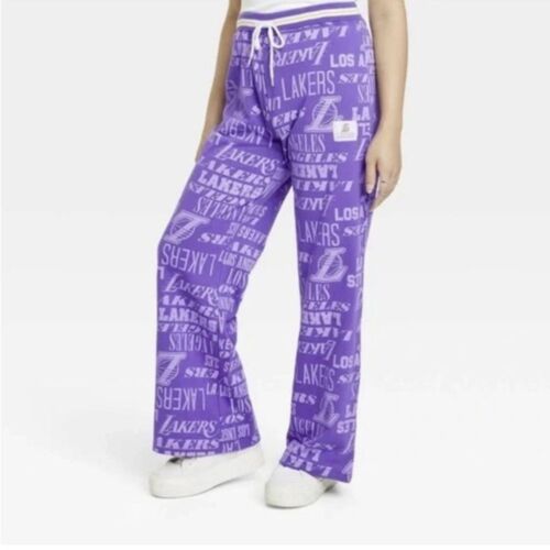 NEW NBA Los Angeles Lakers Sweatpants Purple Wide Leg Size XS - Afbeelding 1 van 8