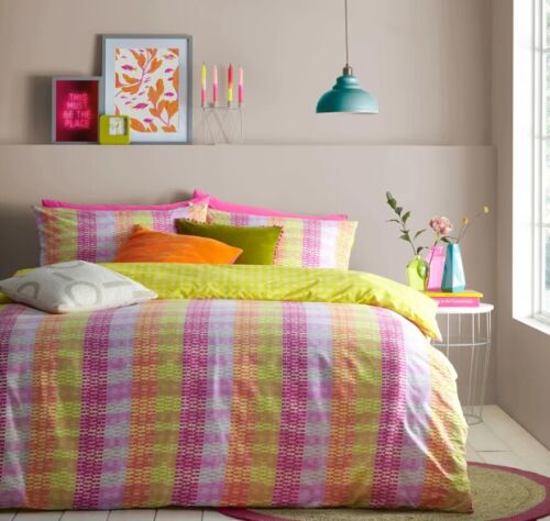furn. Neola - Abstract Neon Striped Duvet Cover Set - Multicolour - Picture 1 of 4