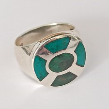 Vintage Eilat Ring Silver Israel National Stone 8.25 Modernist Geometric Gift