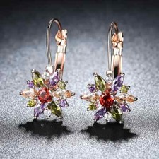 Flower Dangle Earrings 925 silver
