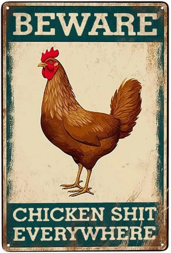 Tin Metal Signs Beware Chicken  Everywhere Vintage Poster Sign Decor-Retro