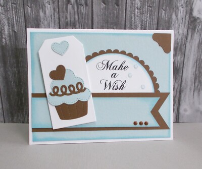Birthday card kit Make A Wish Light teal   Set of 4 with envies