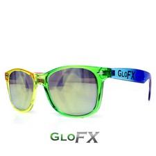 GloFX Transparent Rainbow Diffraction Glasses - Gold Mirror Rave EDM Firework