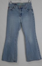 Mudd Girls Denim Jeans Size 12 1/2 28x26 Flare Vintage Y2K Handprint