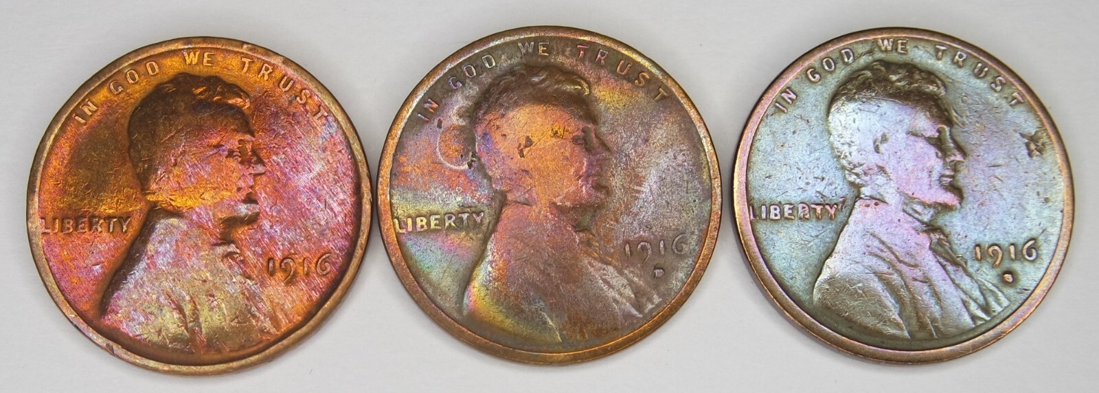 1916 P D S Lincoln Cent Wheat Penny Set **Beautiful Vintage Coin**