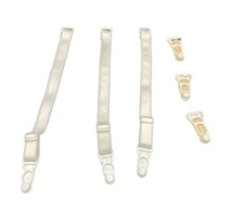 Vintage Garters Lot of 6 White Beige Plastic Hardware Lingerie Pin-Up Retro