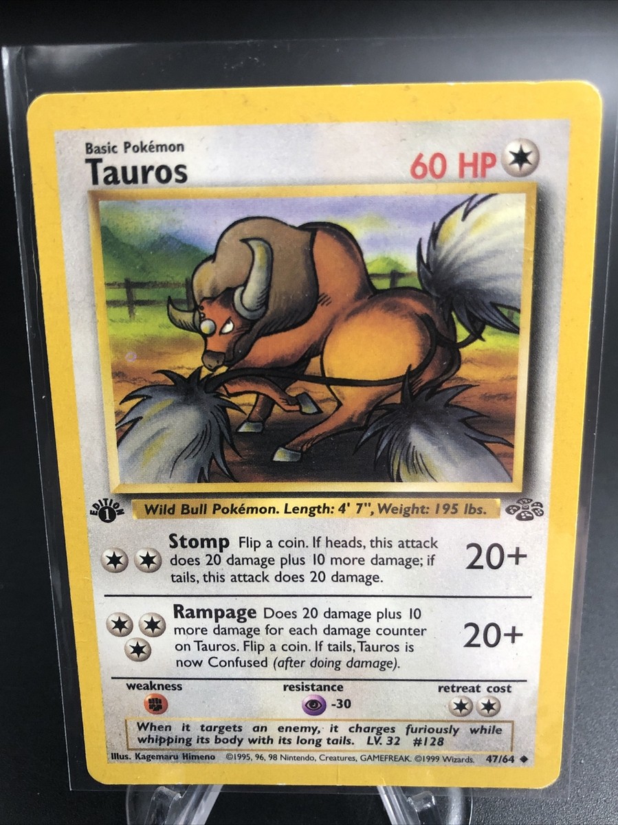 1995 tauros pokemon card value TAUROS - 47/64 - 1st Edition Jungle - Uncommon