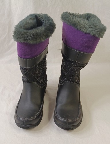 Timberland Hollyberry Purple Black Kids Size 8 Lined Snow Boots w Box - Picture 5 of 10