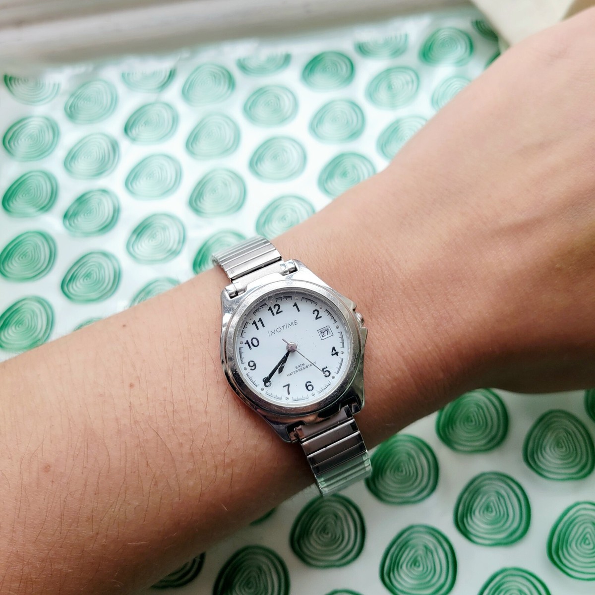Classic Silver Relic Dainty Calendar Watch Clover Silver Dainty Watch – Antiqlux main image 4