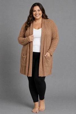 BAREFOOT DREAMS Plus Size 3X CozyChic Lite Travel Shawl Cardigan Rust Colored