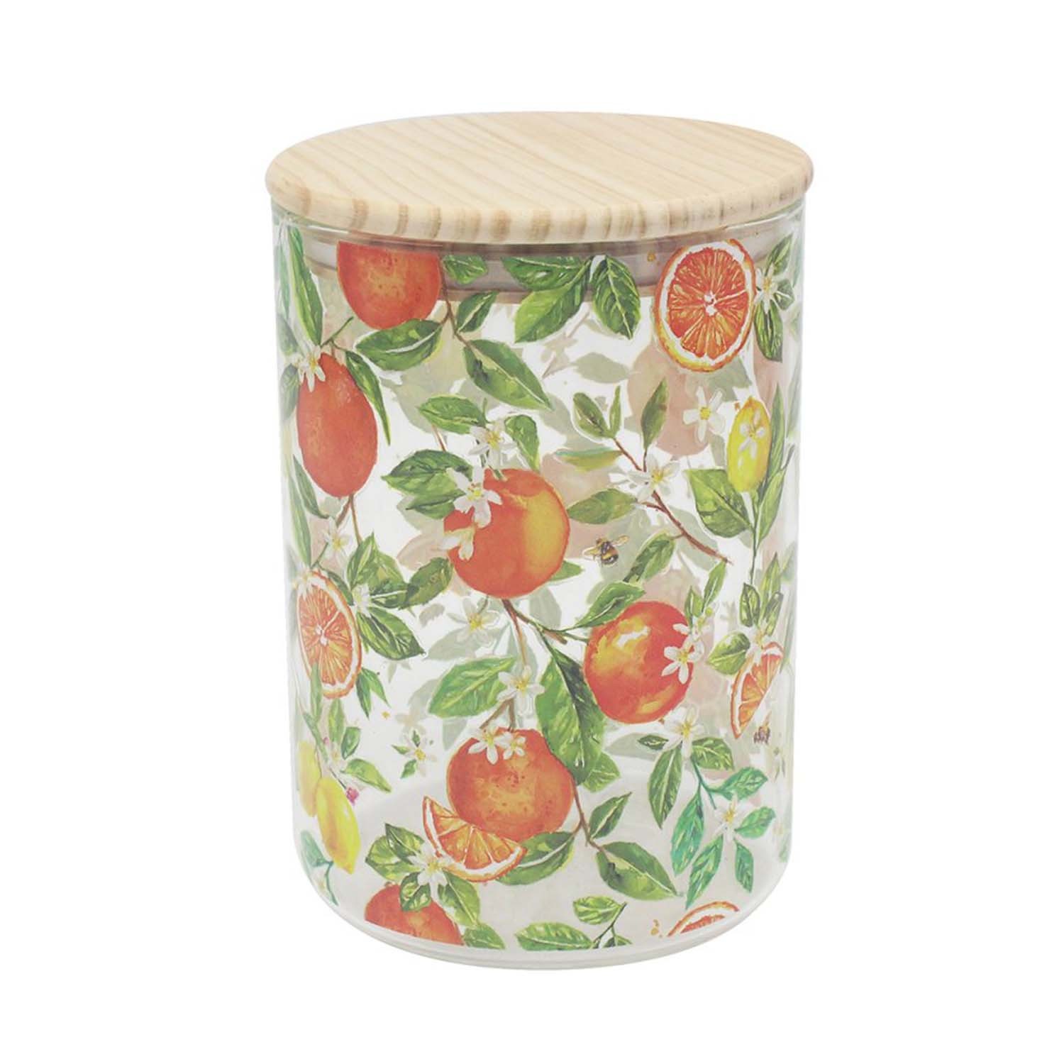 Glass Storage Jar Medium 1200ml Oranges & Lemons Jennifer Rose Airtight Canister