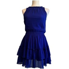 Zara Trafaluc Blue Tiered Ruffle Mini Dress Party fairycore Mermaidcore Small