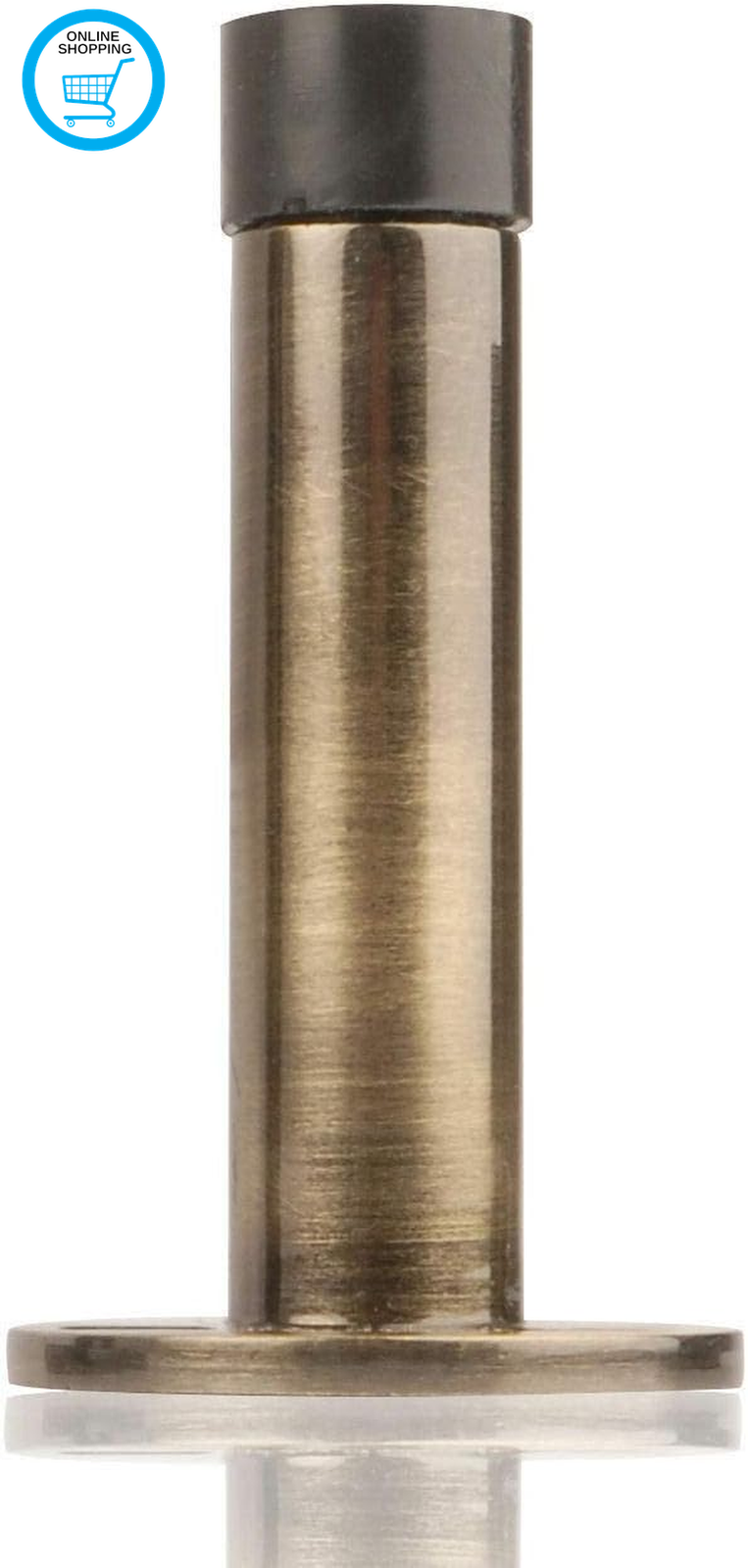 Projecting Door Stop Antique Brass 76Mm Wall or Skirting Mounted