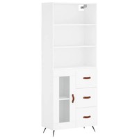Highboard Weiß Breite 69,5 Cm Tiefe 34 Cm HöHe 180 Cm Holzwerkstoff