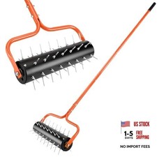 21" Rolling Lawn Aerator, 45 Preassembled Spikes, Only Needs 3-5 Minutes Orang