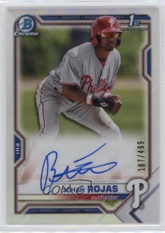 2021 Bowman Chrome Prospects Refractor 187/499 Johan Rojas #CPA-JR Auto 05ns