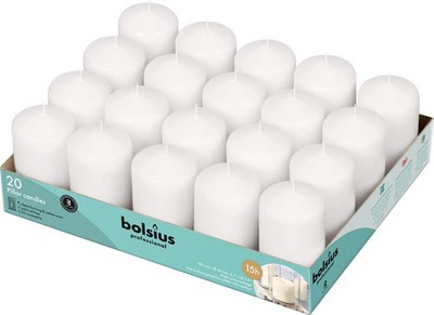 Bolsius White Pillar Candles   2x3 Inches   20 Pack Inches, 