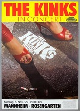 THE KINKS &ndash; rare vintage original Mannheim 1979 concert poster **LOW BUDGET**