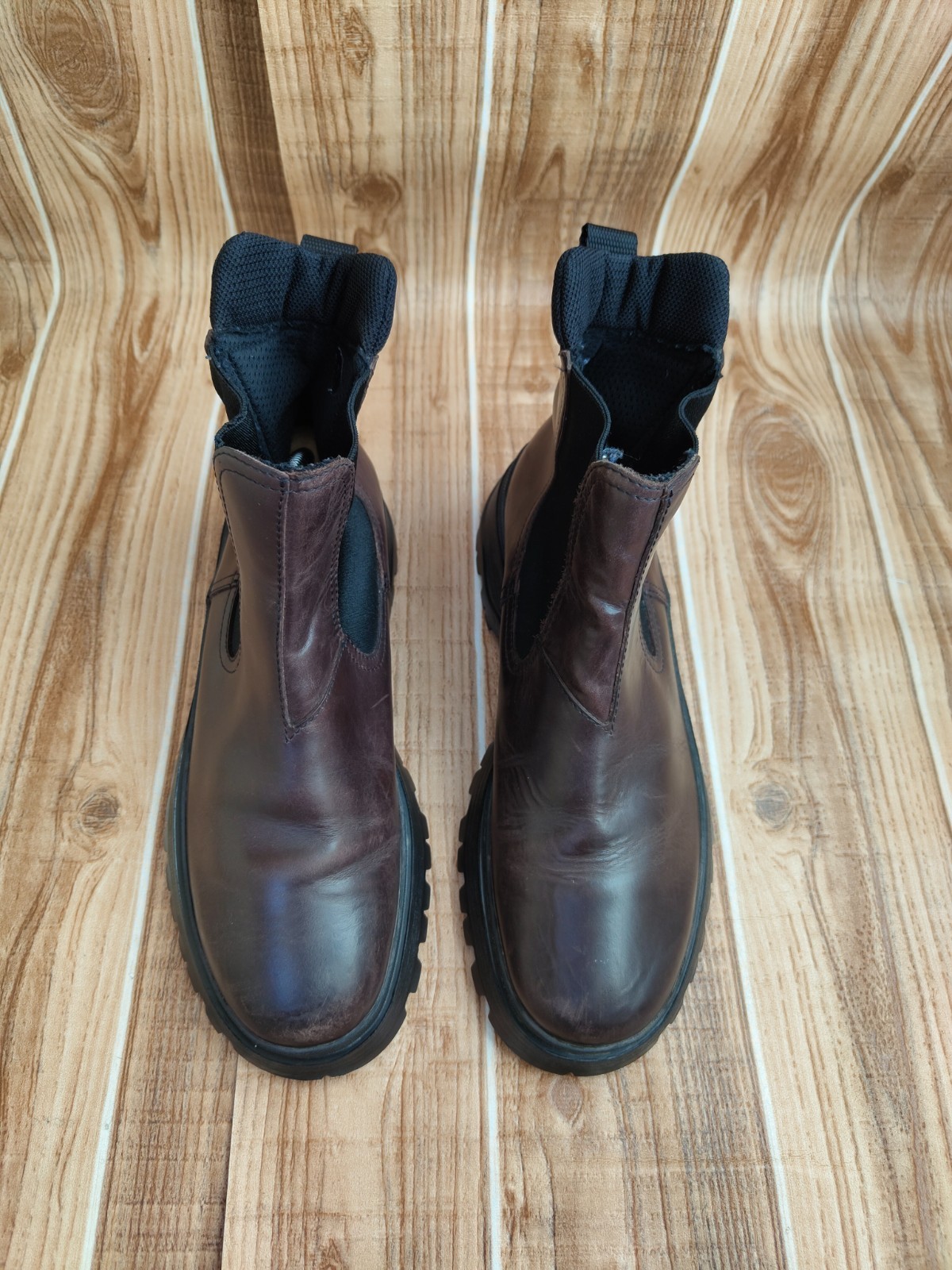 Prada by Miu Miu Leather Chelsea Brixxen boot 90s Rare Combat Platform EU 38 US8 image 3