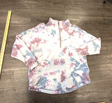 PINK Victoria's Secret PINK Women's M Tie-Dye Fleece 1/4 Zip Logo Sweatshirt.