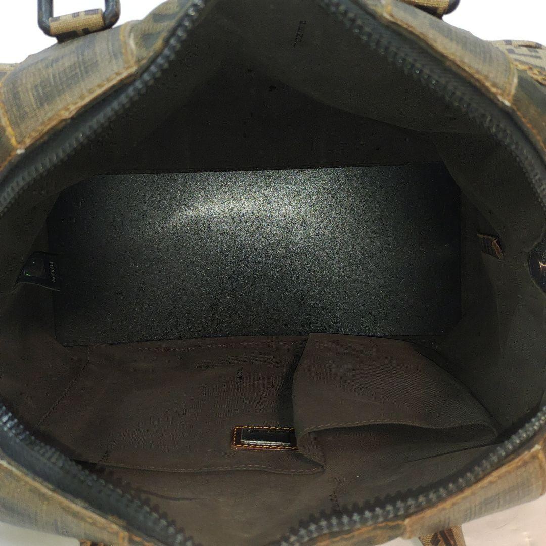FENDI Mini Boston Bag Hand Bag Tote Purse FF Zucca PVC Canvas Khaki Authentic thumbnail 14